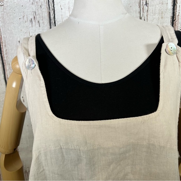 Lin Bohème Linen Lagenlook Jumper Smock Apron Pinafore Tunic Dress Oversized O/S - Picture 3 of 16